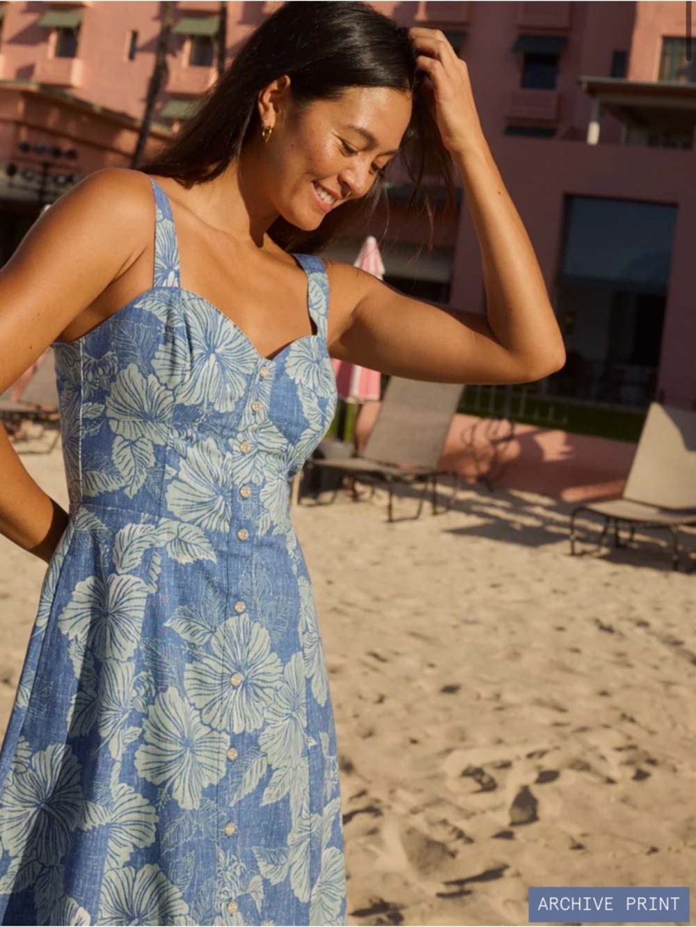 ALOHA BISCUS EMELINE DRESS - Blue Midi Reyn Spooner Dress - Picture 6 of 9